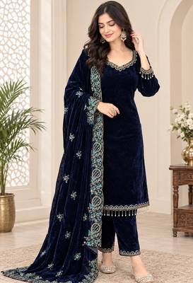 viscose velvet thread & sequence work salwar suit 2