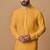 Elegant mustard yellow cotton men's kurta with cream pants