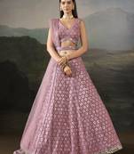 Mesmerizing Pink Sequins & Thread Embroidery with Zari & Real Mirror Lace Work indian Bridal Lehenga Choli