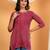 Women pink floral motifs embroidered lucknowi chikankari a-line short kurtis