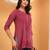 Women pink floral motifs embroidered lucknowi chikankari a-line short kurtis