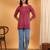 Women pink floral motifs embroidered lucknowi chikankari a-line short kurtis