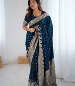 Blue woven design zari saree