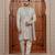Beige computer thread work on art silk sherwani for men
