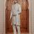 Beige computer thread work on art silk sherwani for men