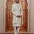 Beige computer thread work on art silk sherwani for men