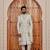 Beige computer thread work on art silk sherwani for men