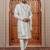 Cream computer thread work on art silk sherwani for men