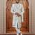 Cream computer thread work on art silk sherwani for men