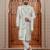 Cream computer thread work on art silk sherwani for men