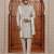 Beige computer thread work on art silk sherwani for men