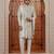 Beige computer thread work on art silk sherwani for men