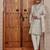 Beige computer thread work on art silk sherwani for men