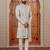 Beige computer thread work on art silk sherwani for men