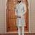 Beige computer thread work on art silk sherwani for men