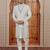 Cream computer thread work on art silk sherwani for men