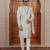 Cream computer thread work on art silk sherwani for men