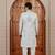 Cream computer thread work on art silk sherwani for men
