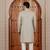 Beige computer thread work on art silk sherwani for men