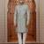 Green computer thread work on art silk sherwani for men