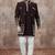 Wine computer thread work on art silk 3 peice indo-western for men