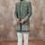 Green computer thread work on art silk 3 peice indo-western for men