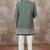 Green computer thread work on art silk 3 peice indo-western for men