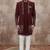 Wine computer thread work on art silk 3 peice indo-western for men