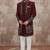 Wine computer thread work on art silk 3 peice indo-western for men