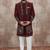 Wine computer thread work on art silk 3 peice indo-western for men