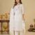 White embroidery thread work kurta pant dupatta for women