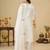 White embroidery thread work kurta pant dupatta for women