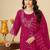 Pink embroidery thread work kurta pant dupatta for women