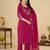 Pink embroidery thread work kurta pant dupatta for women