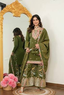 Premium embroidery, siqunce work sharara suit 1