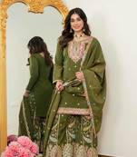 Premium embroidery, siqunce work sharara suit