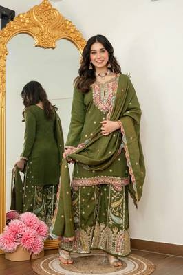 Premium embroidery, siqunce work sharara suit 2