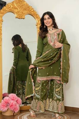 Premium embroidery, siqunce work sharara suit 3