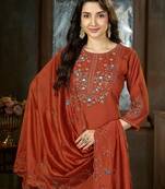 Designer embroidery thread work kurta pant dupatta for women