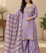 Designer beads and stone work kurta palazzo dupatta for women