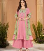 Designer mal chanderi kurta palazzo dupatta for women