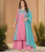 Designer mal chanderi kurta palazzo dupatta for women