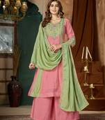 Designer mal chanderi kurta palazzo dupatta for women