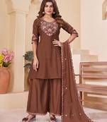 Designer mal chanderi kurta palazzo dupatta for women