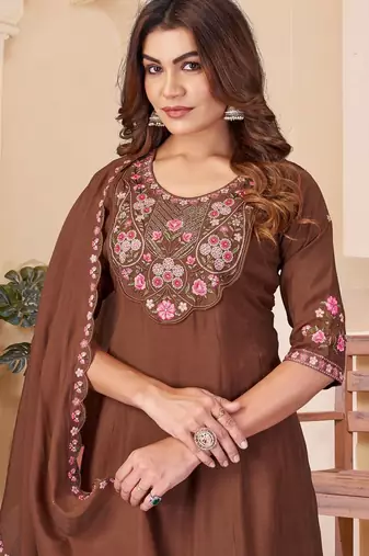 Designer mal chanderi kurta palazzo dupatta for women