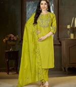 Designer embroidery thread work kurta pant dupatta for women