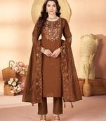 Designer embroidery thread work kurta pant dupatta for women