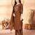 Designer embroidery thread work kurta pant dupatta for women
