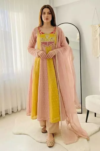 Trending salsa crush butty gown pant dupatta