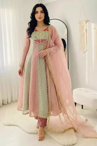 Trending salsa crush butty gown pant dupatta